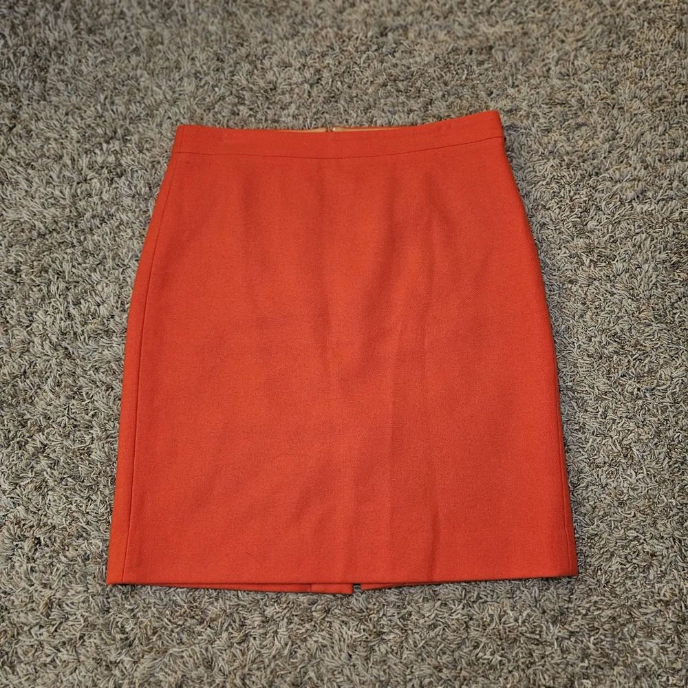 J. Crew The Pencil Skirt‎ Wool Blend  Women's Size 8 Red Orange Preppy Academia